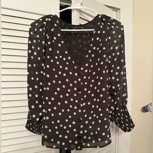Madewell 3/4 sleeve button down polka dot top